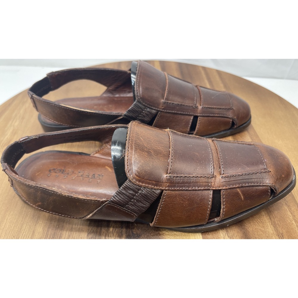 Cole Haan Sandal country Fisherman Men Brown Leather T-Strap‎ Flex  9N F7767